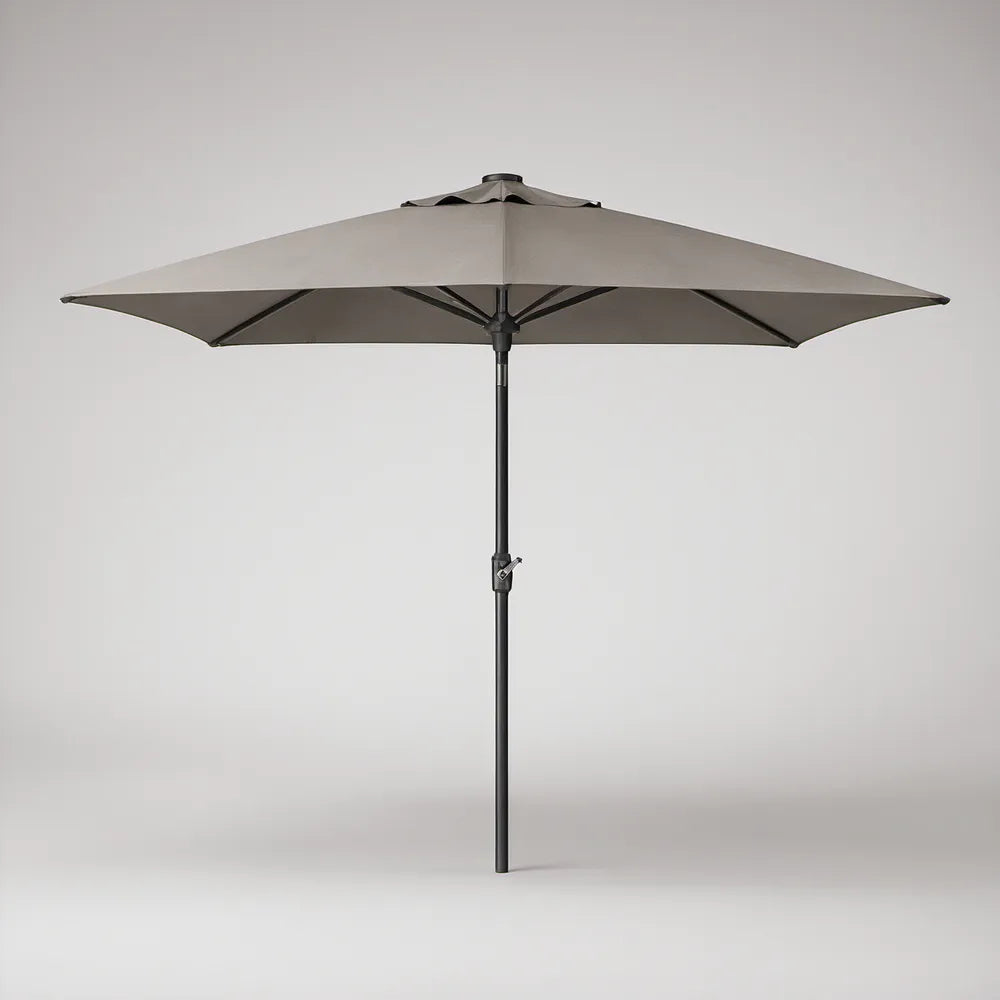 Ośmiokątny parasol ogrodowy 300 cm szarobeżowy z czarnym stelażem