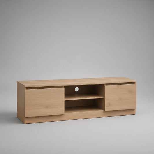 Szafka RTV 140 × 40 × 50 cm z płyty laminowanej, jasny dąb