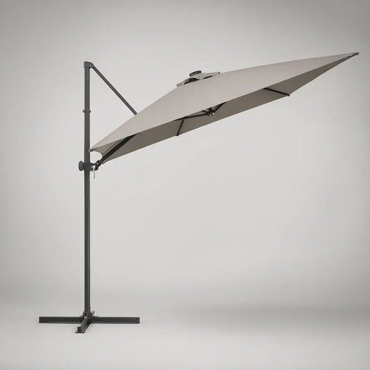 Boczny parasol ogrodowy 300 x 300 cm kwadratowy beżowy ze stalowym stelażem