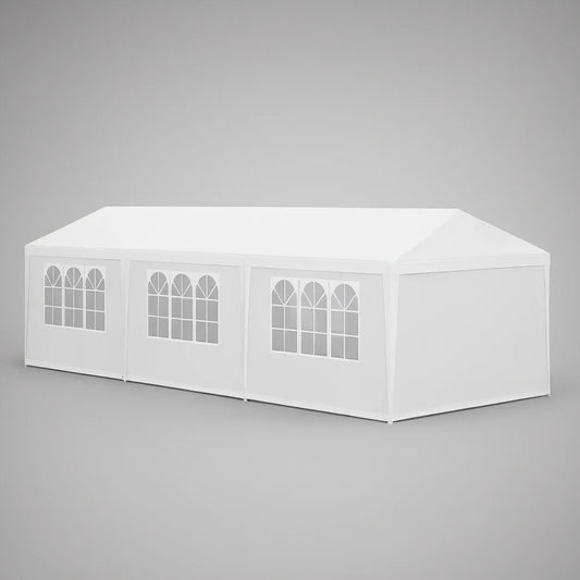 Biały pawilon ogrodowy 3 x 9 x 2,55 m z oknami PVC