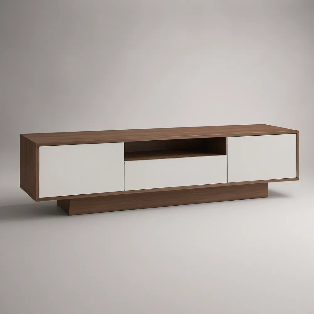 Szafka RTV w kolorze ciemnego orzecha i bieli, 180 x 40 x 50 cm