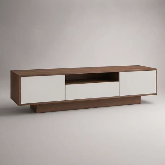 Szafka RTV w kolorze ciemnego orzecha i bieli, 180 x 40 x 50 cm